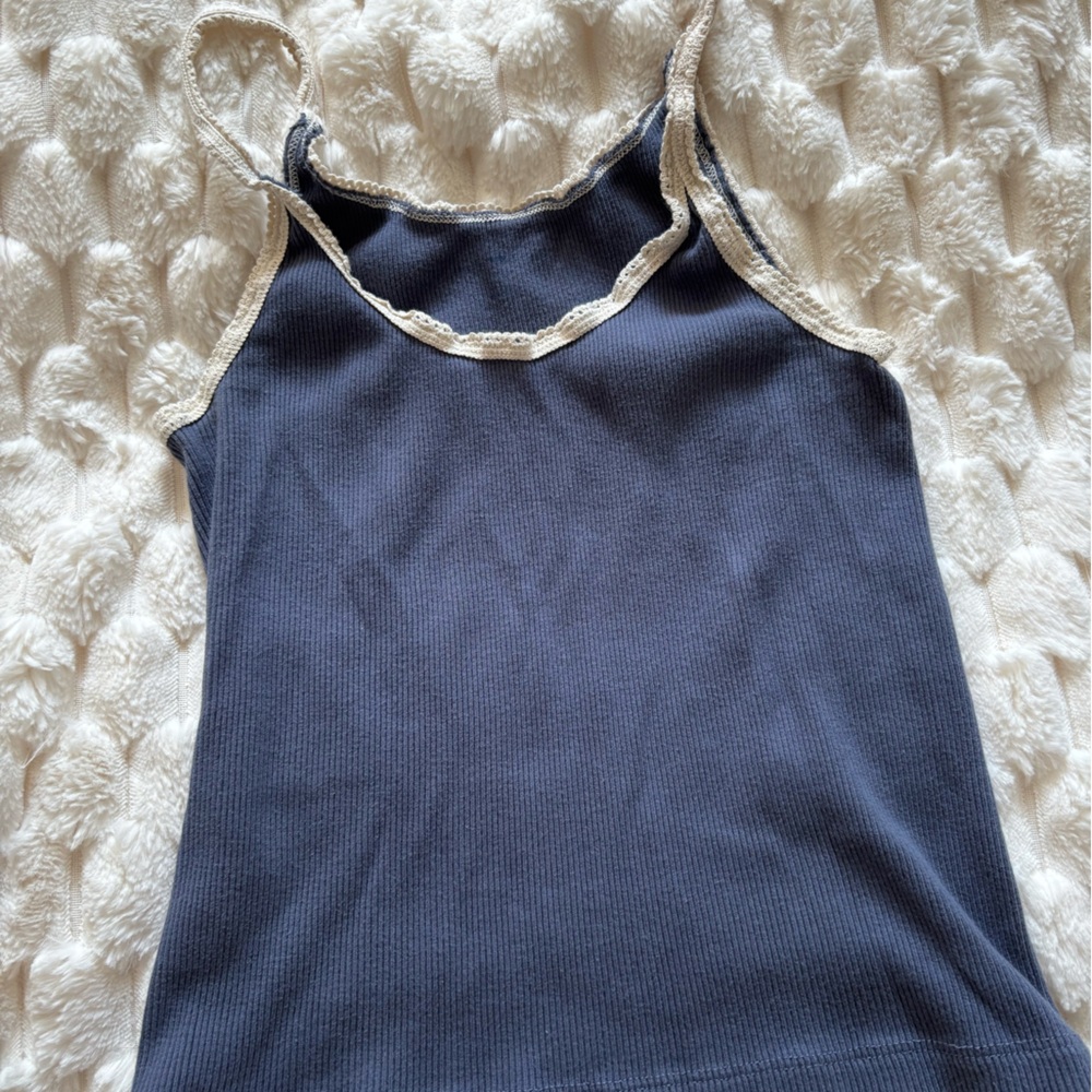 Brandy Melville navy tank with lace trim
